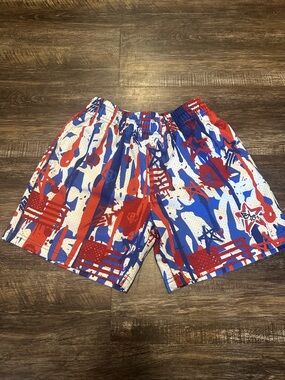 Baseball Lifestyle 101 Red, Blue & White Grafiti Athletic Shorts